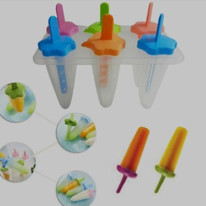 6 Piece multicolored popsicle ice cream maker