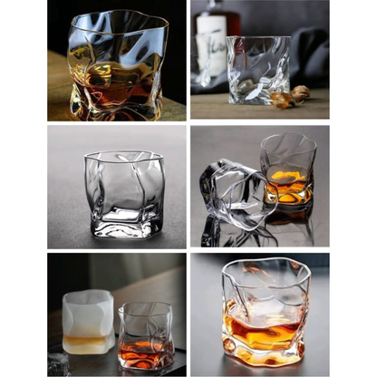 6 pcs irregular distorted shape whiskey glass set