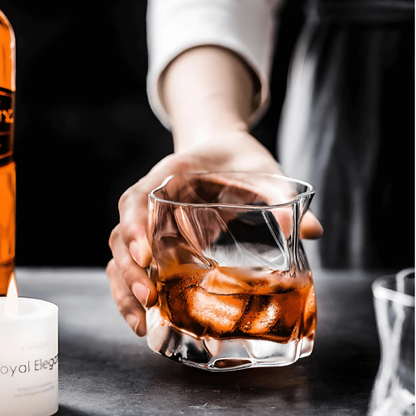 6 pcs irregular distorted shape whiskey glass set