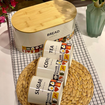 Alloy Bread Bin and 3-Piece Canister Set