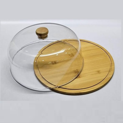Bamboo Cake / Fruit Stand with Acrylic Dome (30cm)