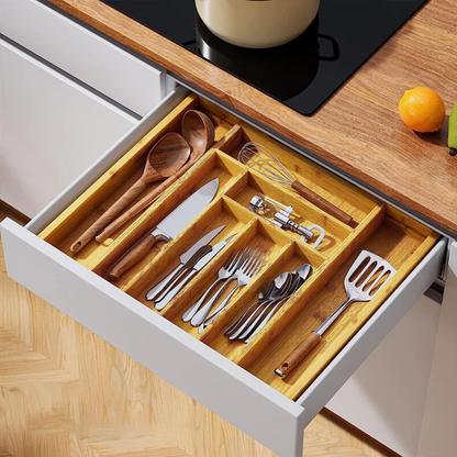 Bamboo Expandable Cutlery Drawer Organizer