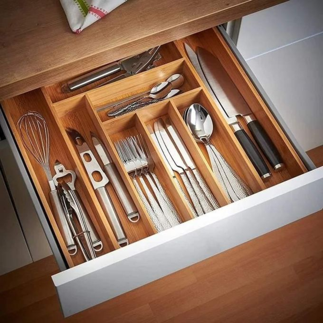 Bamboo Expandable Cutlery Drawer Organizer