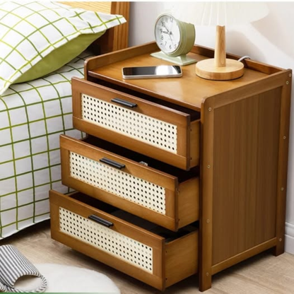 Bamboo modern wooden nightstand / bedside table