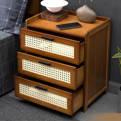 Bamboo modern wooden nightstand / bedside table