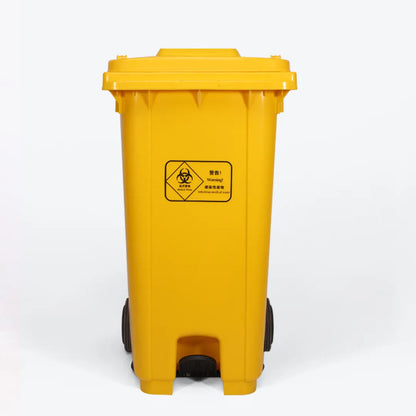 Big size yellow dustbins with wheels and pedal