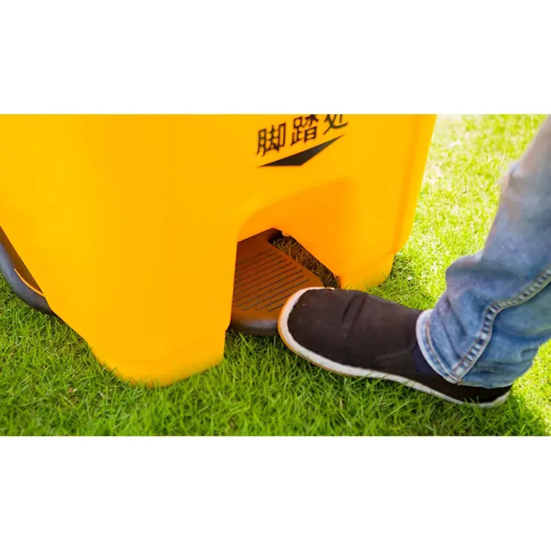 Big size yellow dustbins with wheels and pedal