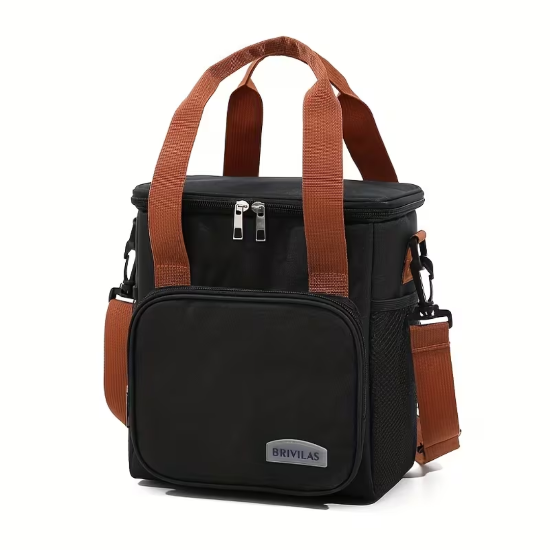 Black 2-in-1 Compartment Insulated Thermo Lunch Bag