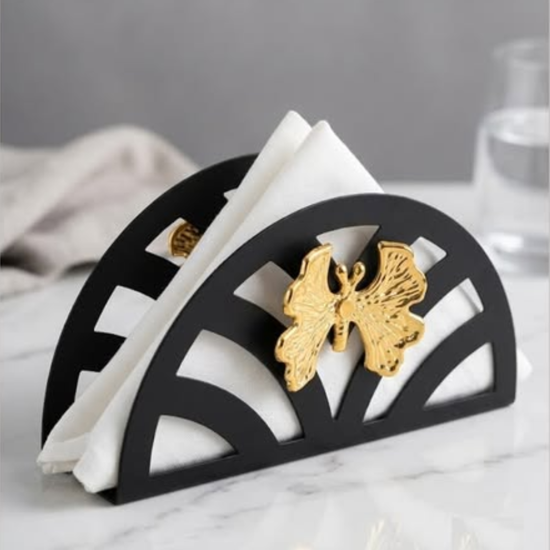 Black Metallic Dining Serviette Holder
