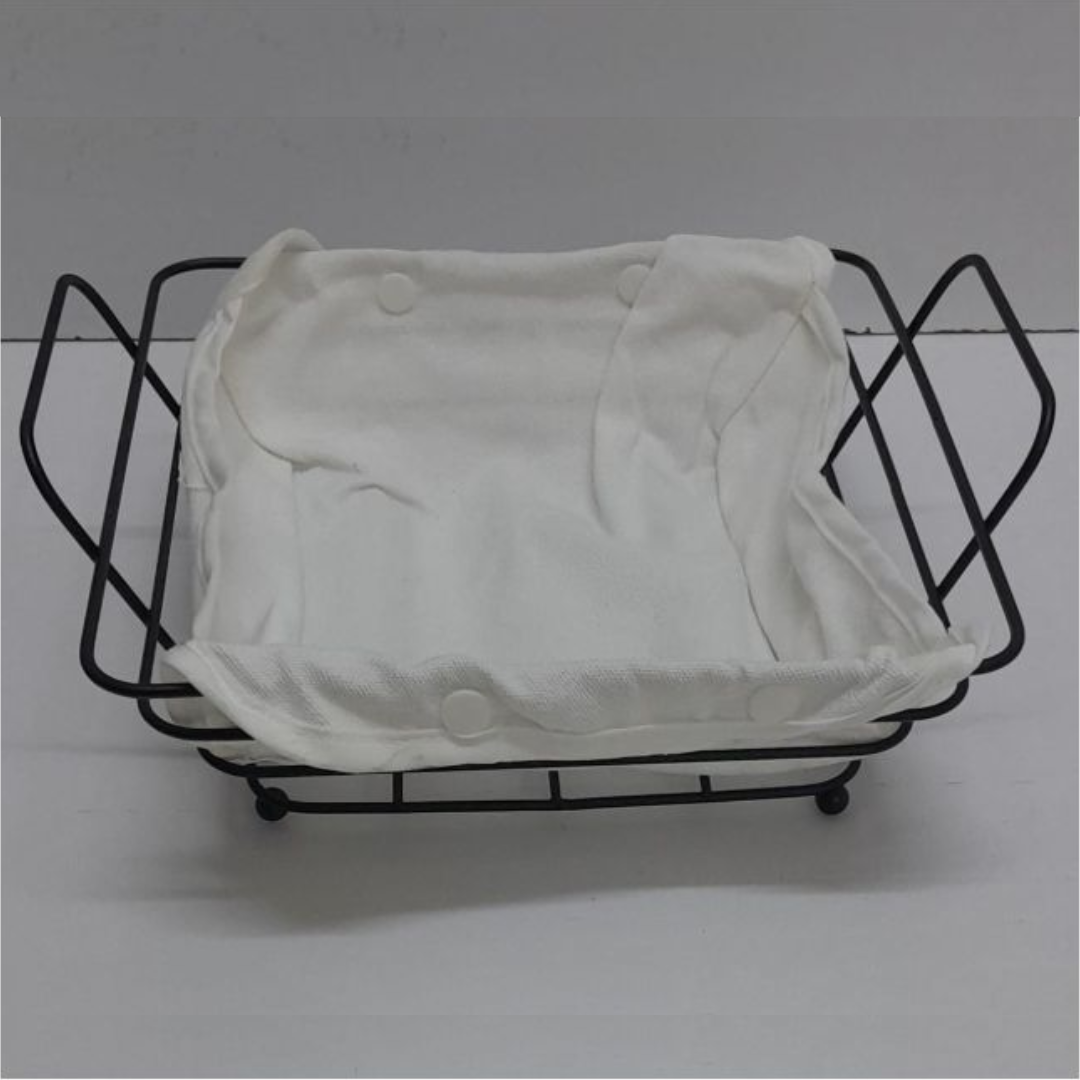 Black Metallic fruit and bread decorative basket (with cloth liner)
