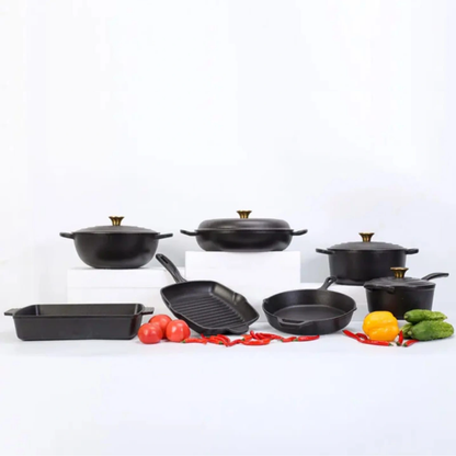 Black Multi-color enamel cast iron cookware set