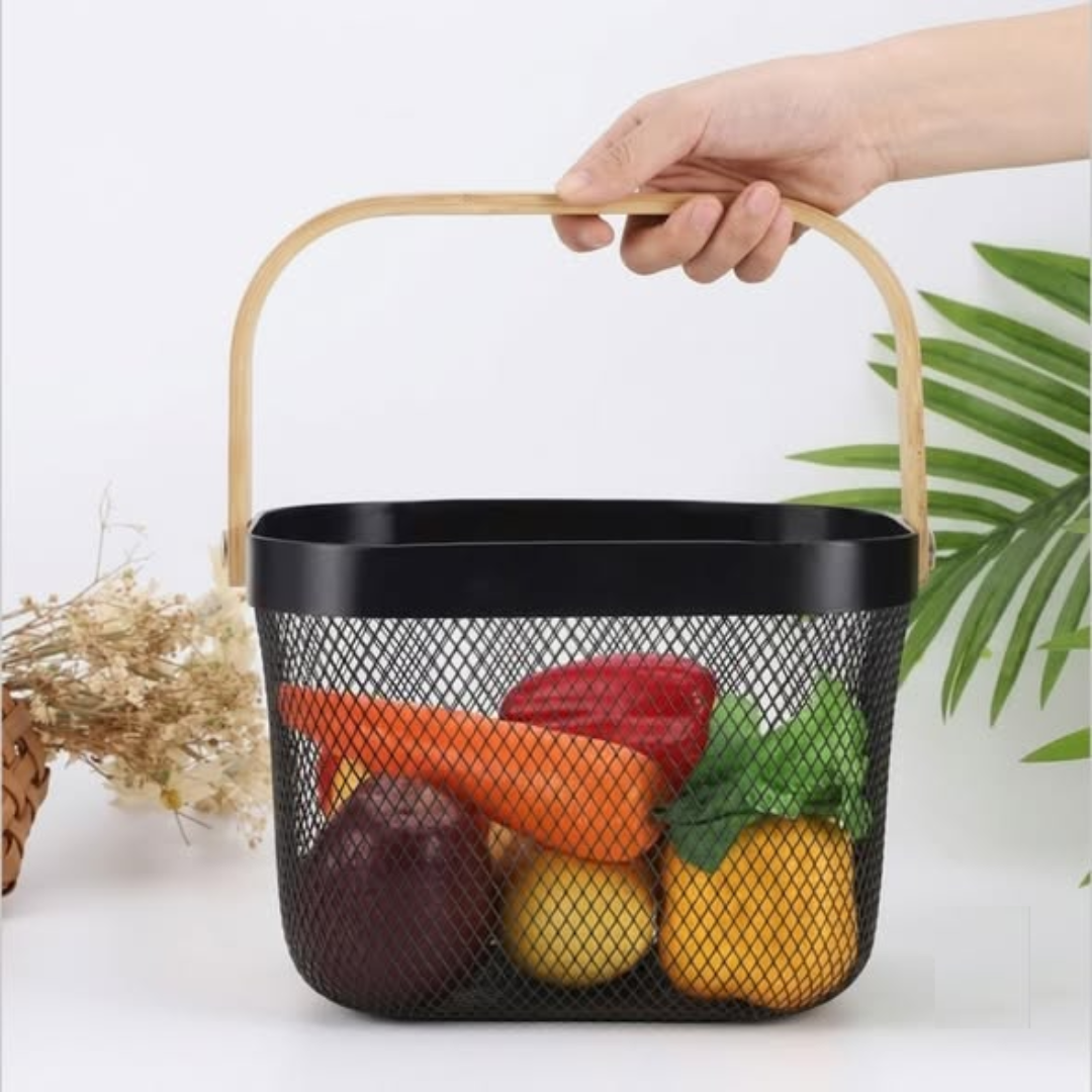 Black Portable Fruits Storage Basket (25cm)