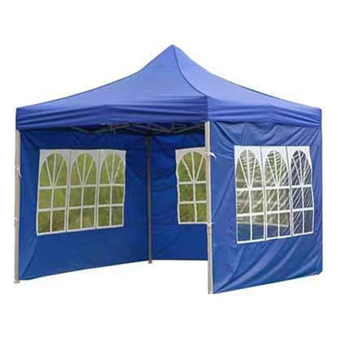 Blue Pop Up Gazebo Canopy Tent with 3 Window Side Walls