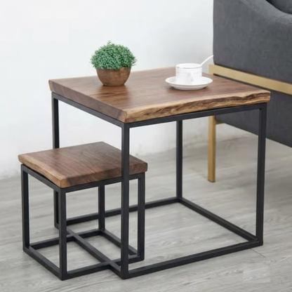 Brown 2-in-1 Nordic Metallic Side Table