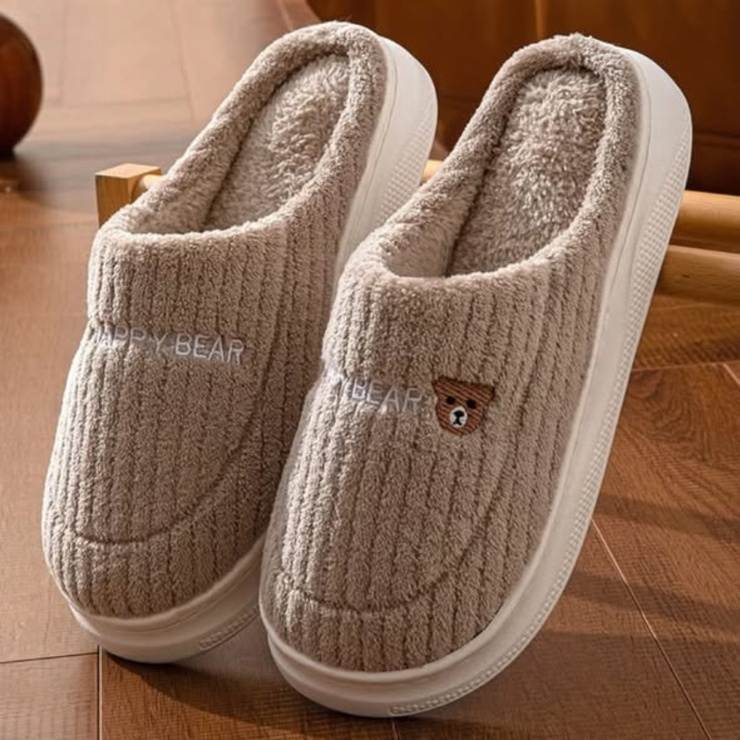 Brown Unisex Plush Fluffy Indoor Shoes Foot Warmers