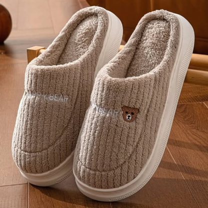 Brown Unisex Plush Fluffy Indoor Shoes Foot Warmers