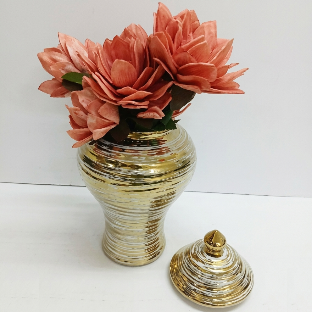 Ceramic Gold-Plated White Vase