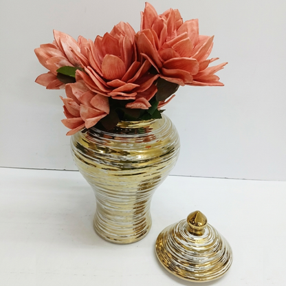 Ceramic Gold-Plated White Vase
