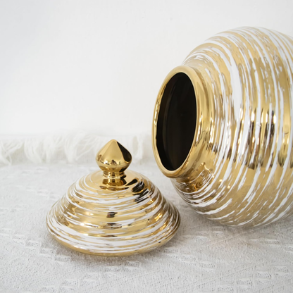 Ceramic Gold-Plated White Vase