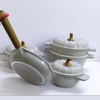 Cream 9-PCS USFE PUMPKIN GRANITE COOKWARE SET