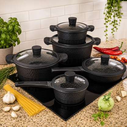 Edenberg 10 pcs black cookware set