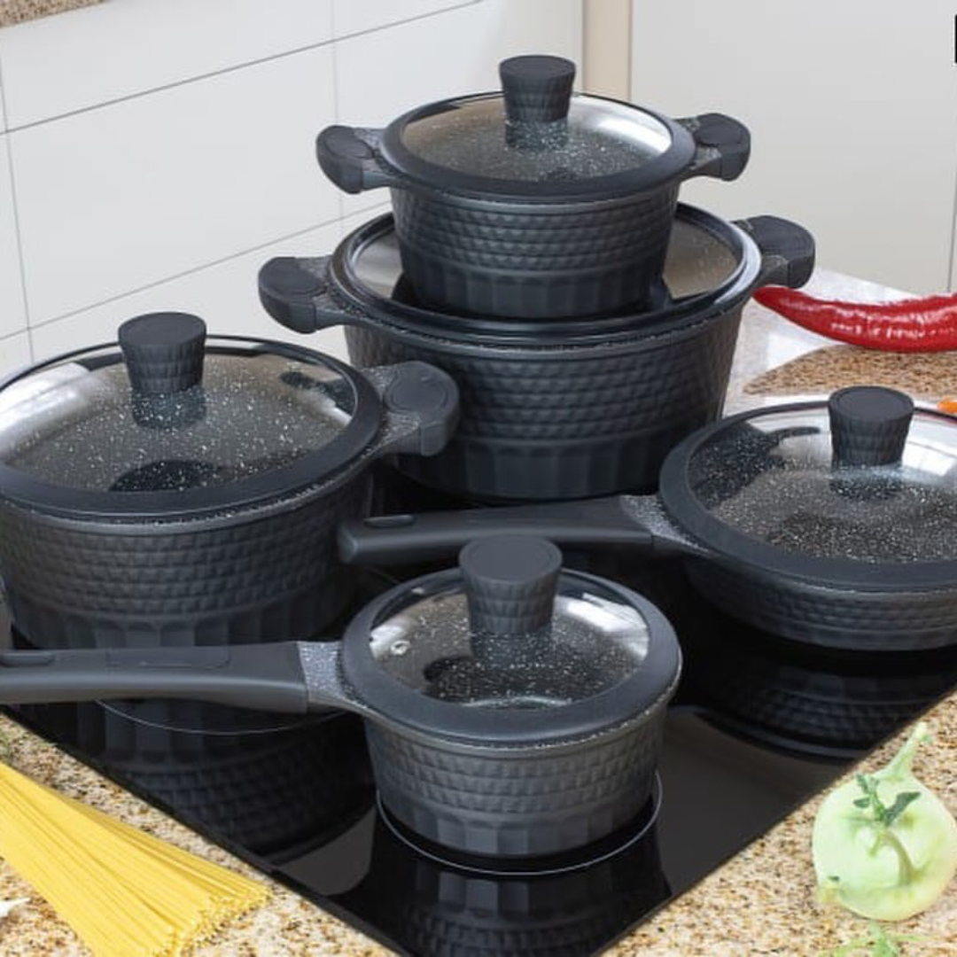 Edenberg 10 pcs black cookware set