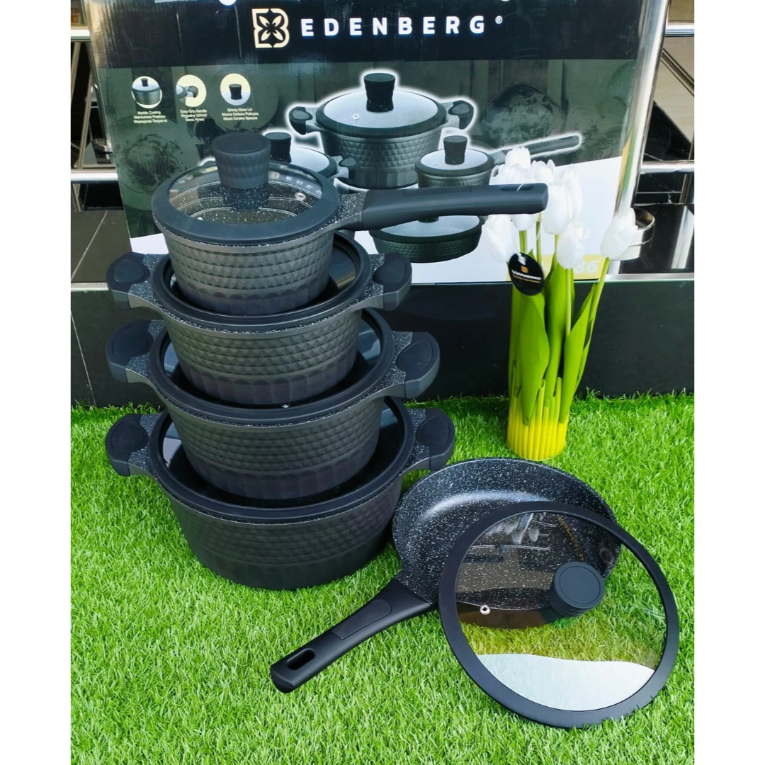 Edenberg 10 pcs black cookware set