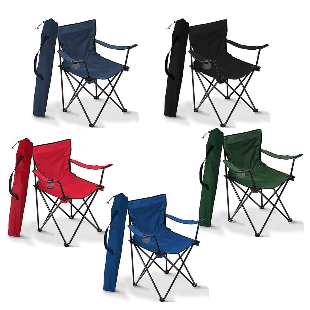 Foldable Camping Chair with Cup Holder Pouch