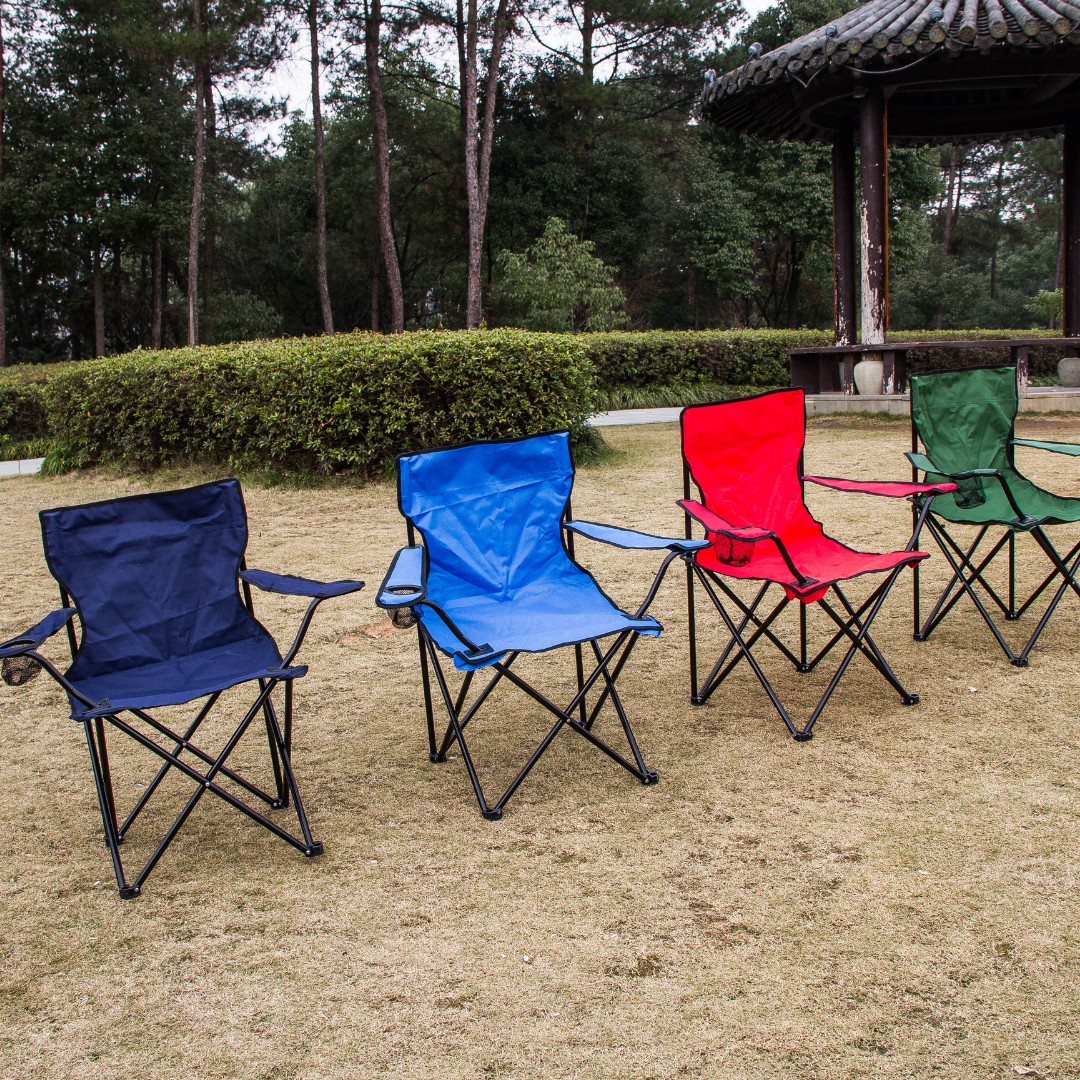 Foldable Camping Chair with Cup Holder Pouch