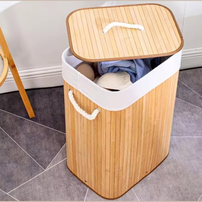 Foldable Large-Capacity Wooden Laundry Basket