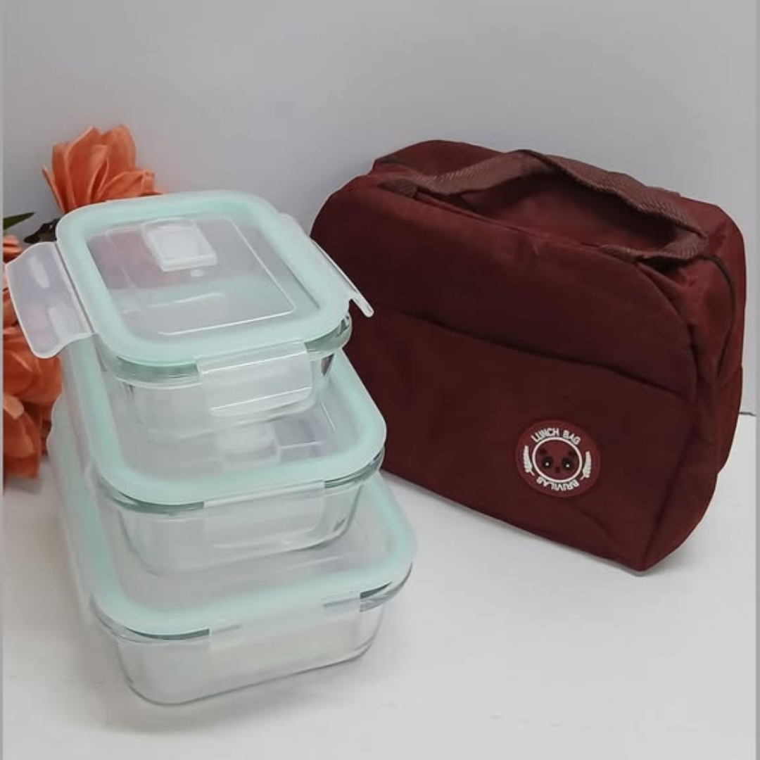 Glass Snack Box and Lunch Bag Set
