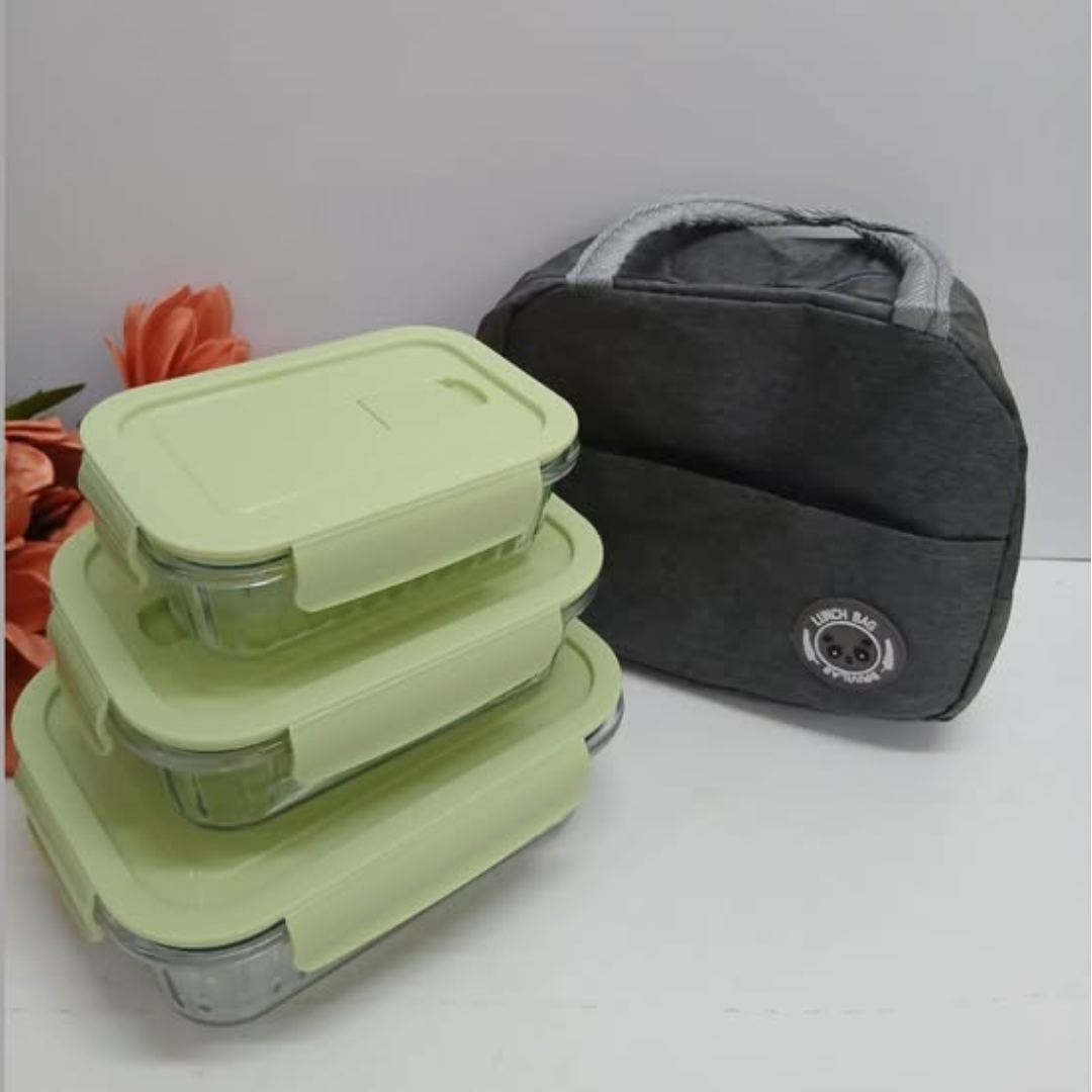Glass Snack Box and Lunch Bag Set