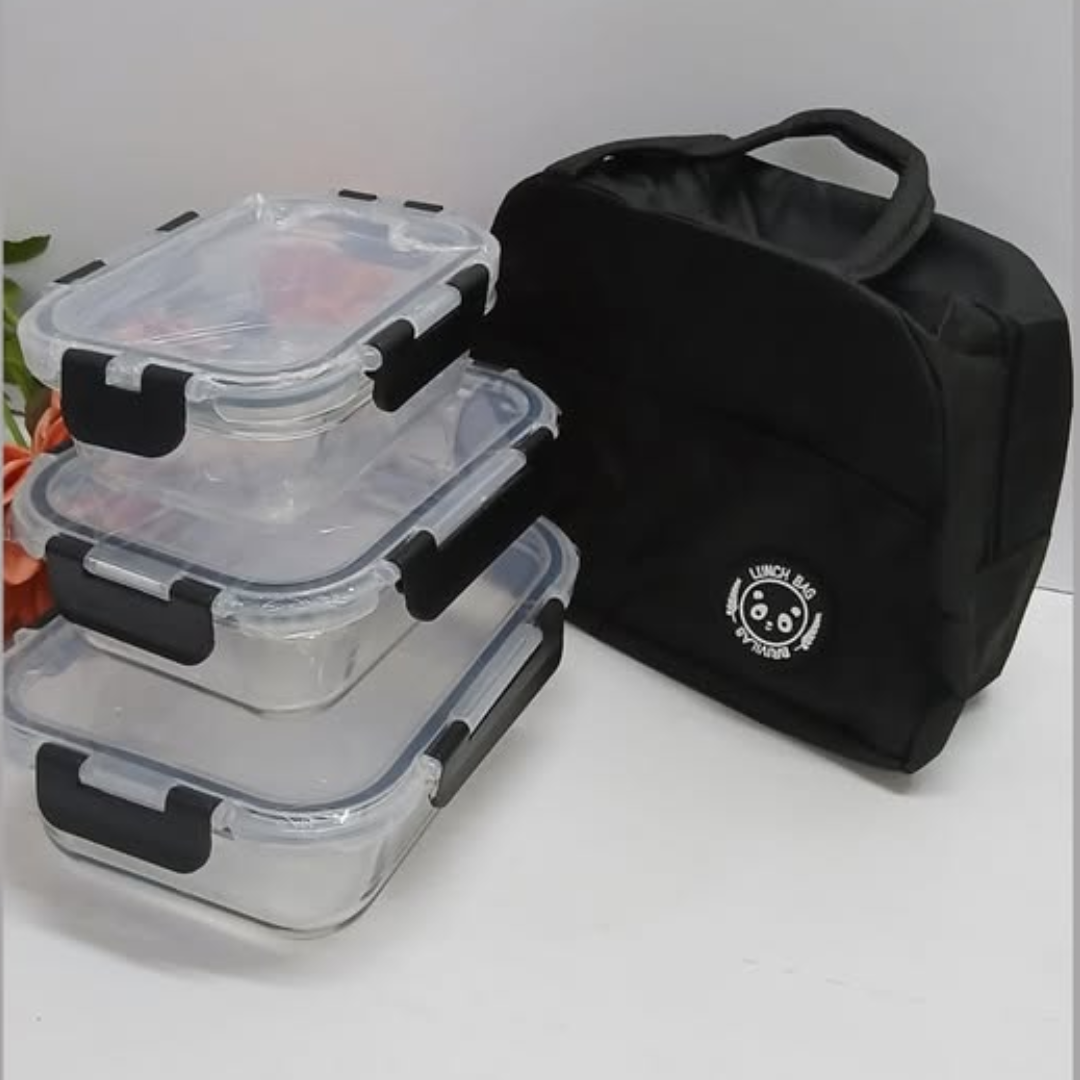 Glass Snack Box and Lunch Bag Set