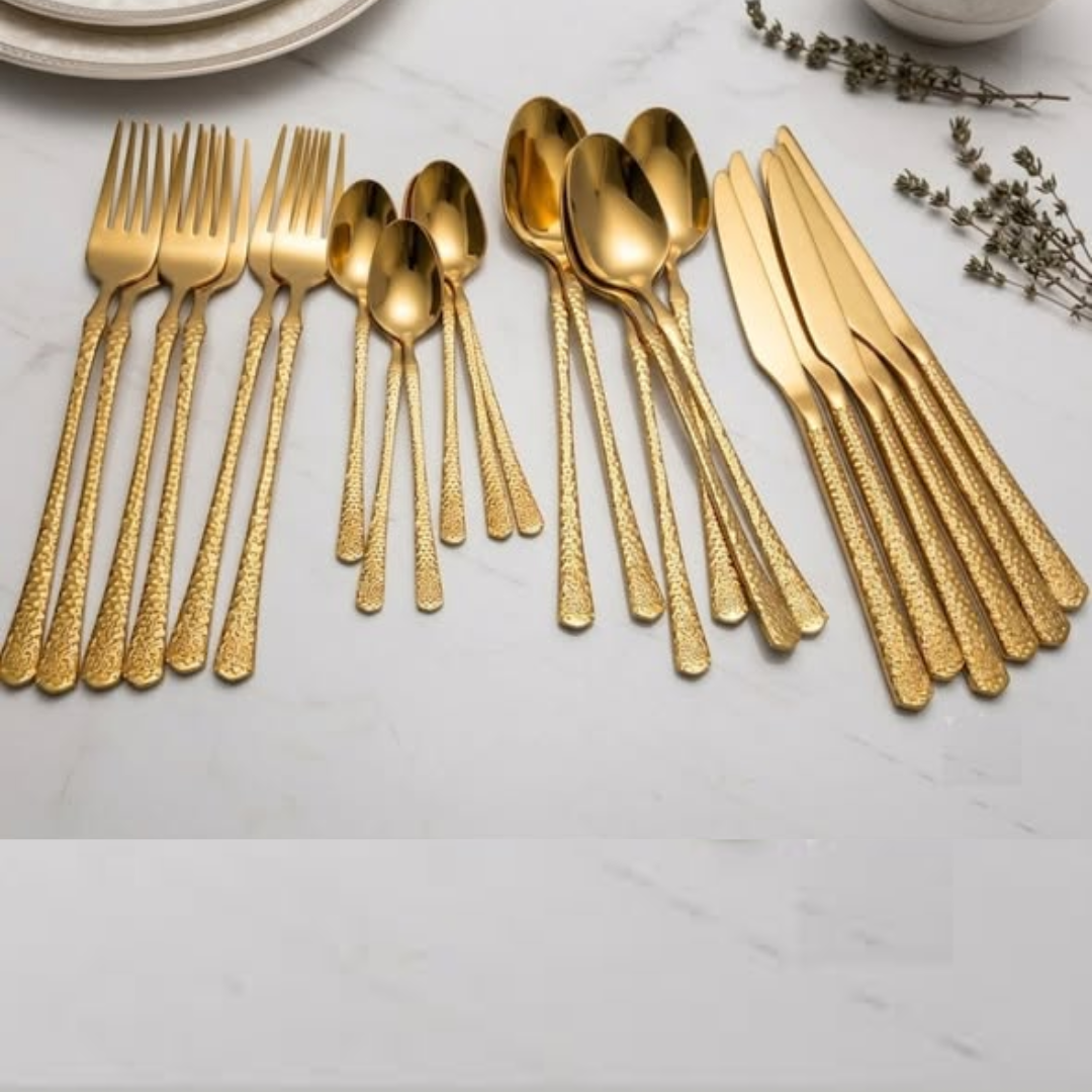 Gold 24-Piece Luxury Stainless Steel Cutlery Set