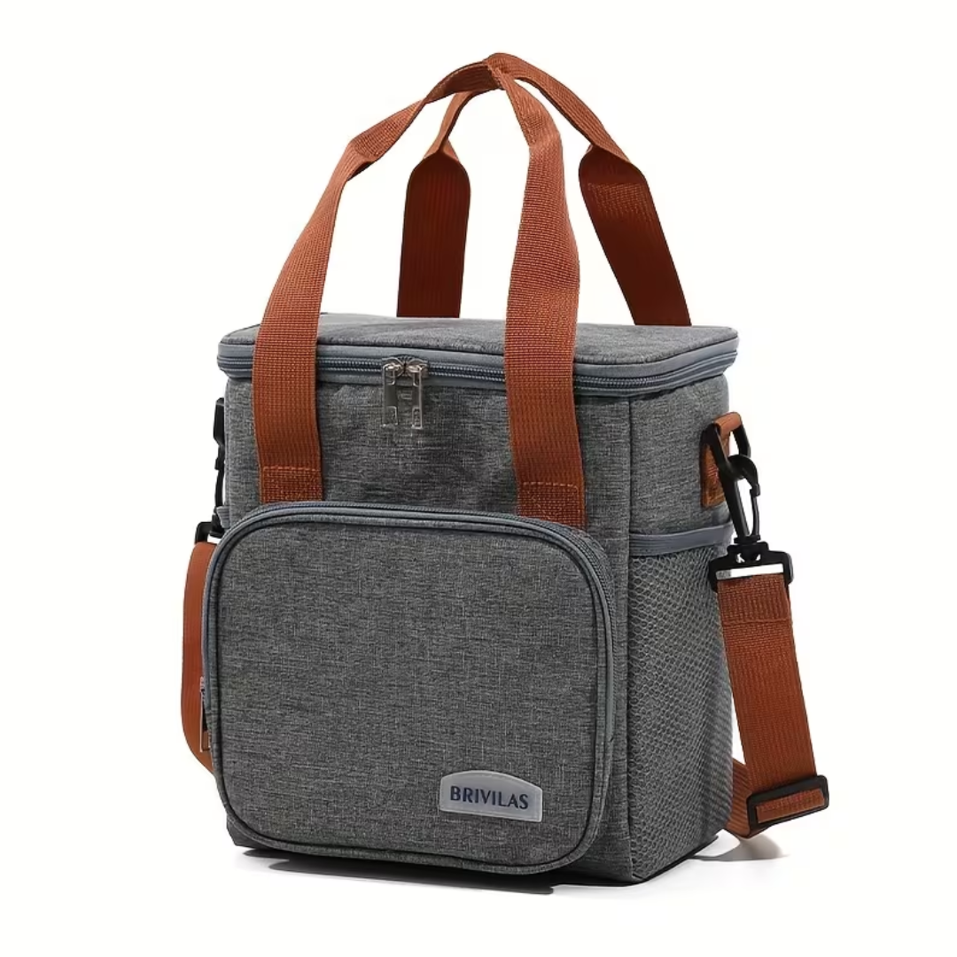 Gray 2-in-1 Compartment Insulated Thermo Lunch Bag