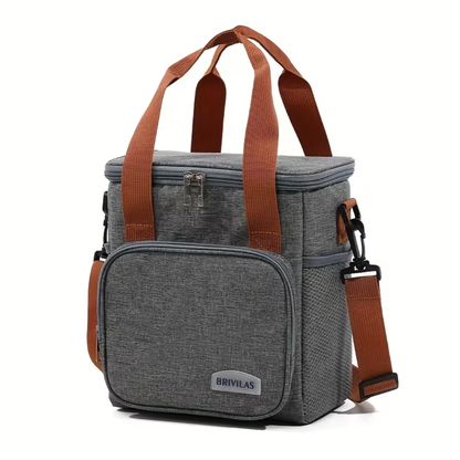 Gray 2-in-1 Compartment Insulated Thermo Lunch Bag