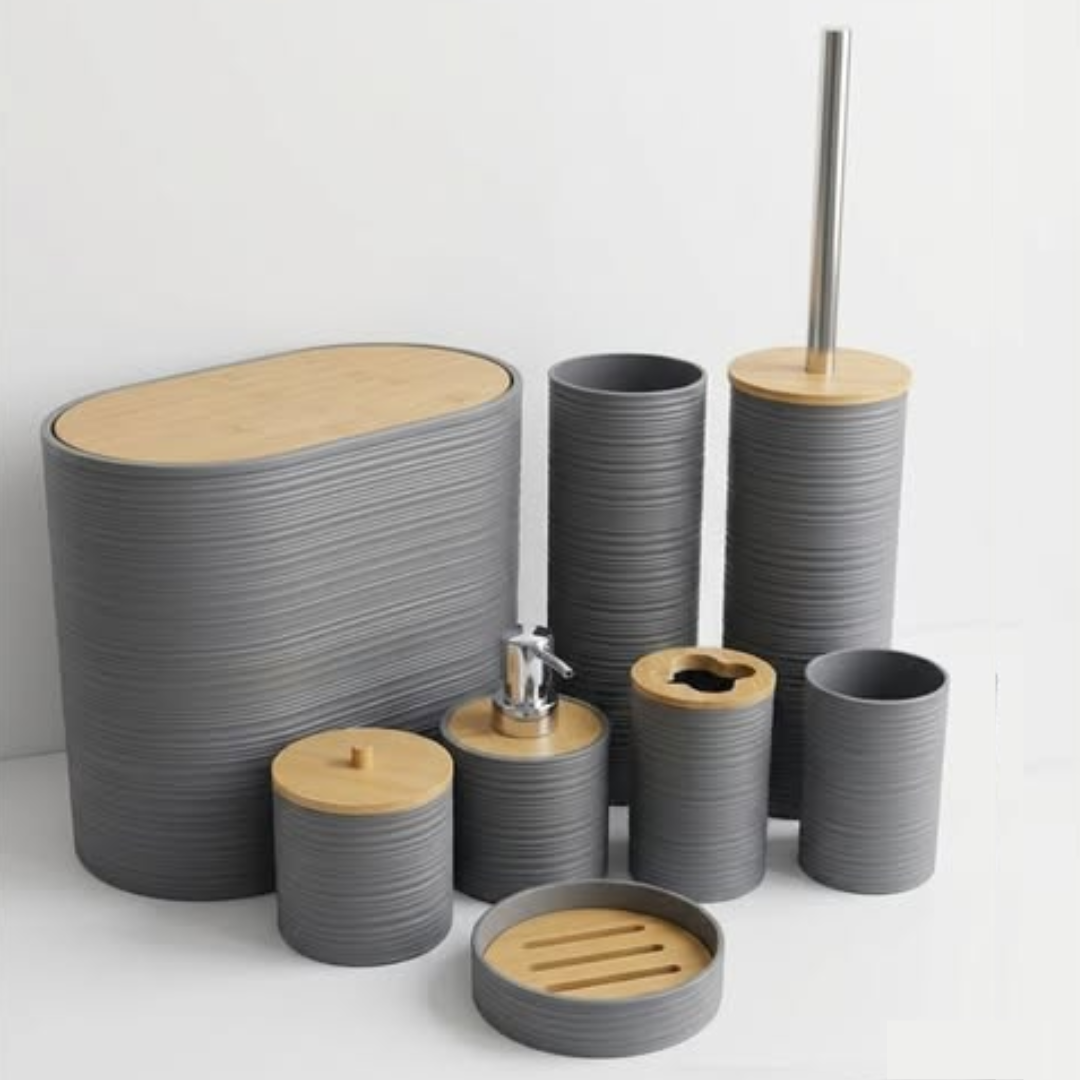 Gray 8-in-1 Bathroom Organizer Set