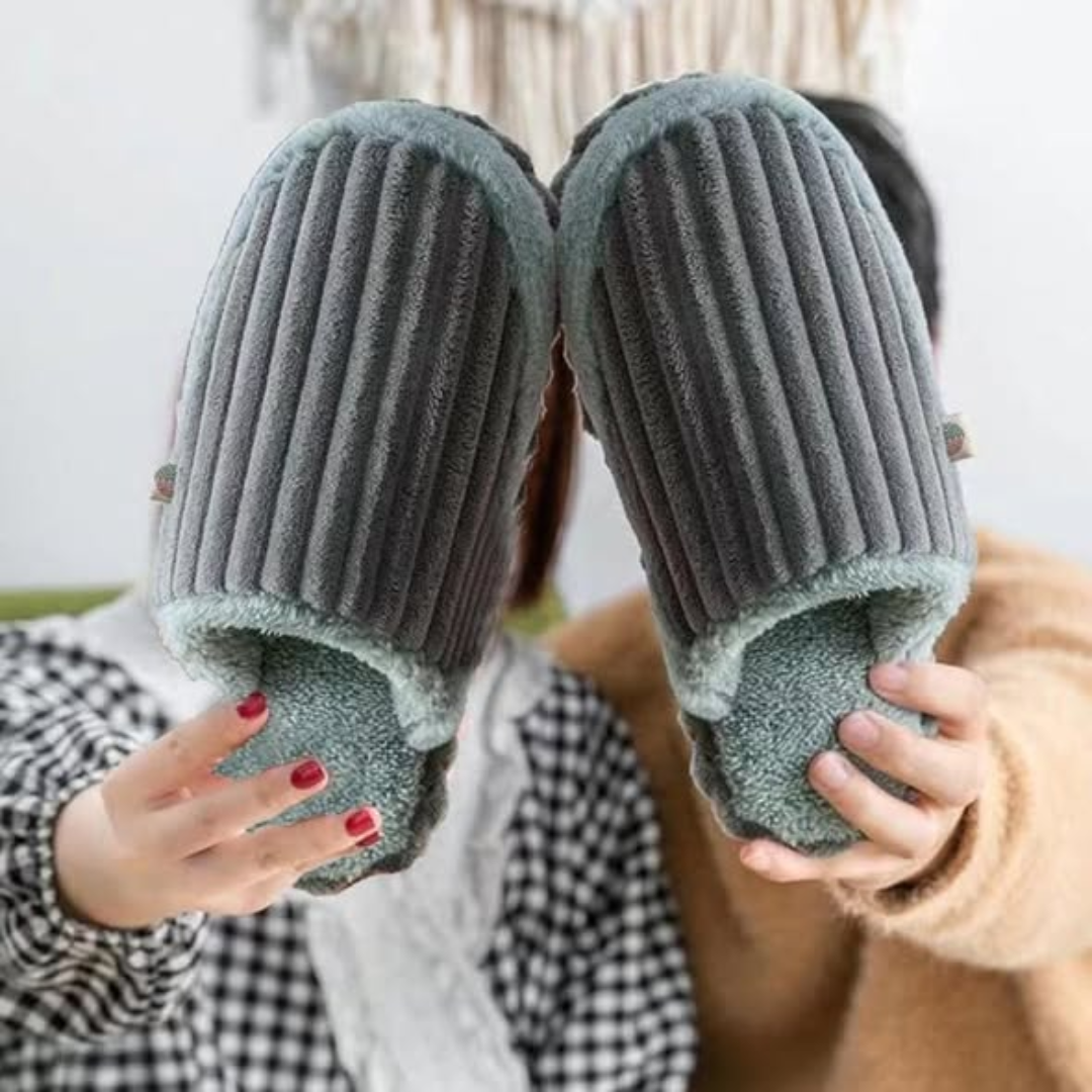Gray Unisex Plush Fluffy Indoor Shoes Foot Warmers