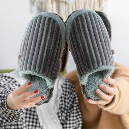 Gray Unisex Plush Fluffy Indoor Shoes Foot Warmers