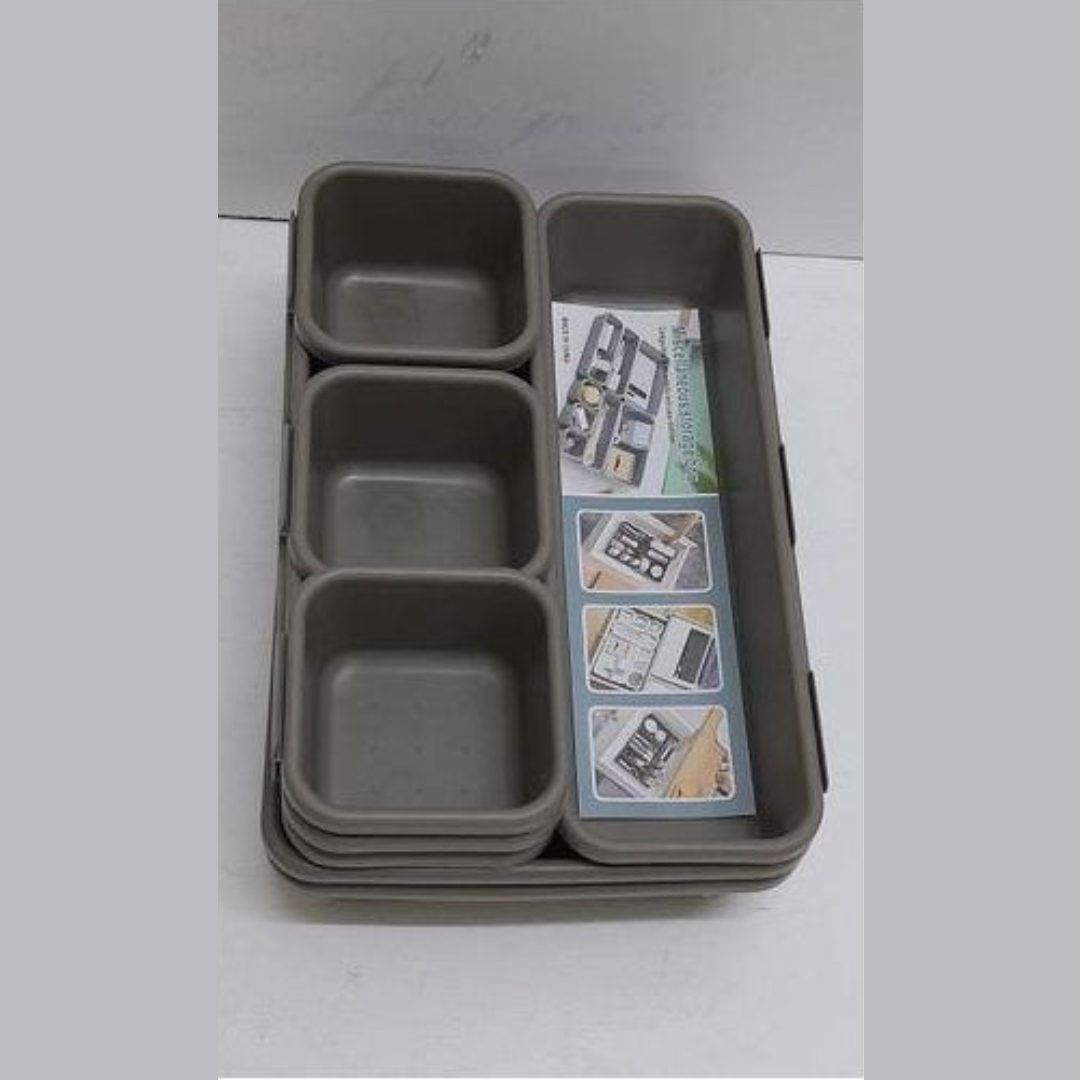 Grey 8-Piece Adjustable Drawer Organizer Set