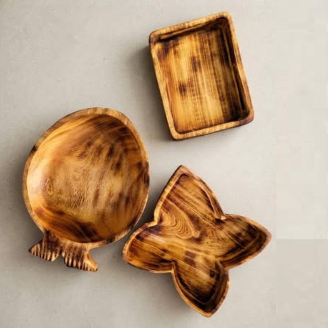 Hand-Carved Wooden Decorative Novelty Bowl