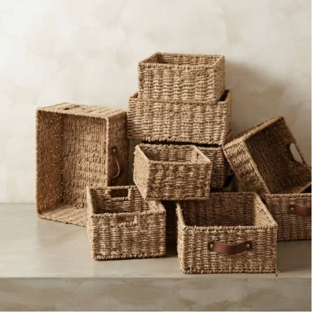 Handcrafted Water Hyacinth Storage Boxes Organizers
