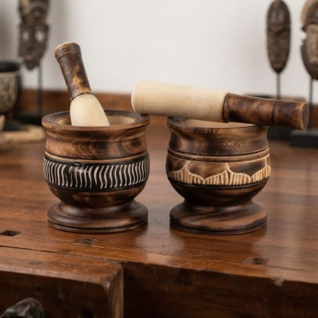 Handcrafted Wooden Pestle and Mortar