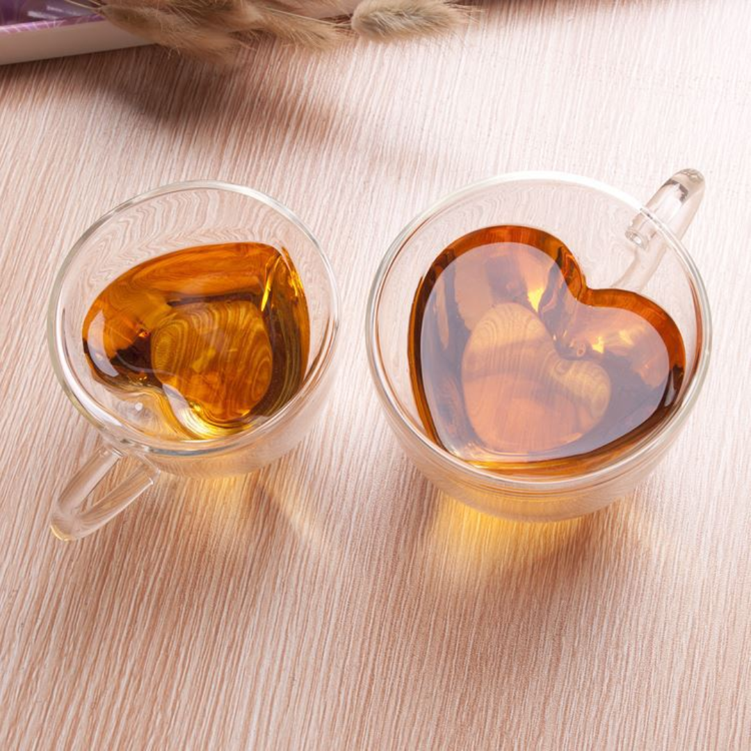 Heart Shaped 250 ml Double Wall Borosilicate Mugs 