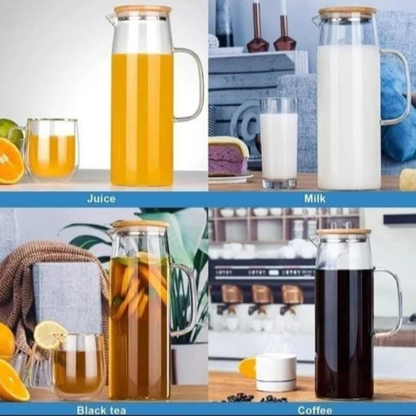 Heat-Resistant Glass Jug with Bamboo Lid