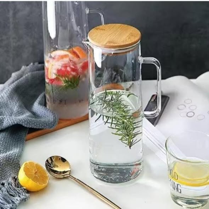 Heat-Resistant Glass Jug with Bamboo Lid