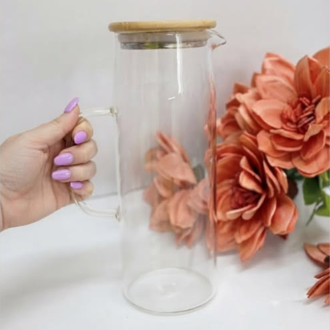 Heat-Resistant Glass Jug with Bamboo Lid