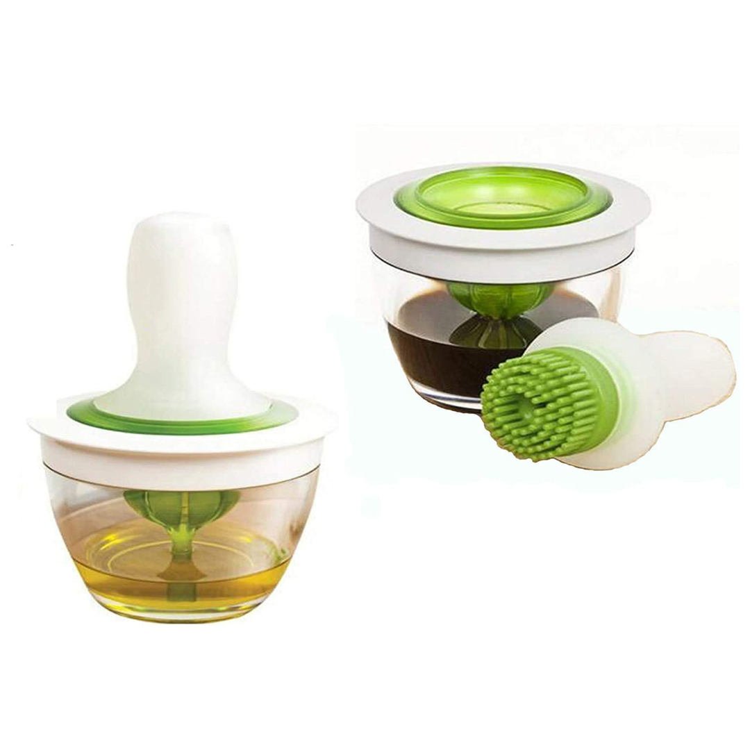 Heat resistant silicone oil brush with glass bottle