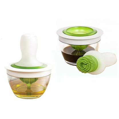 Heat resistant silicone oil brush with glass bottle