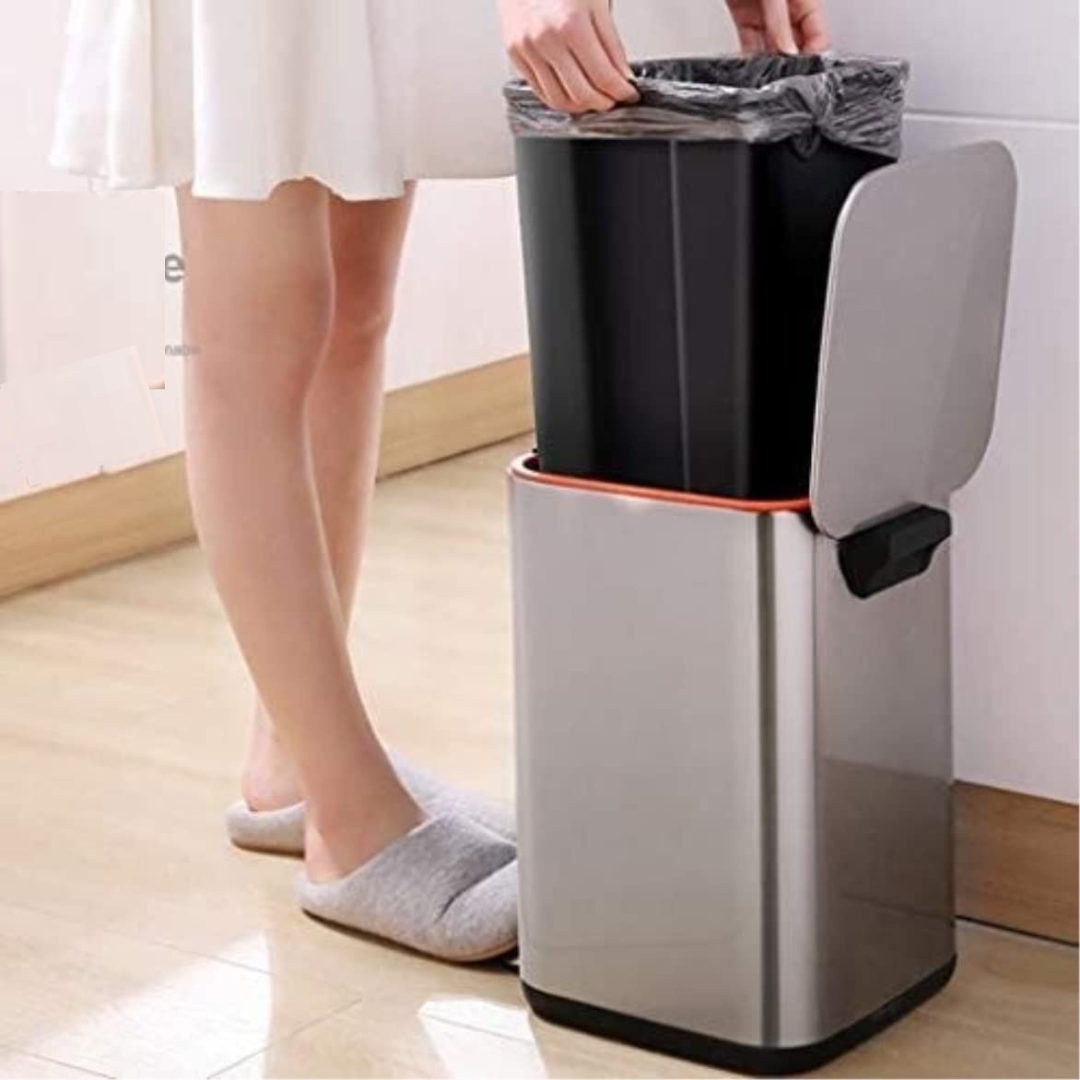 Heavy-duty stainless steel pedal dustbin